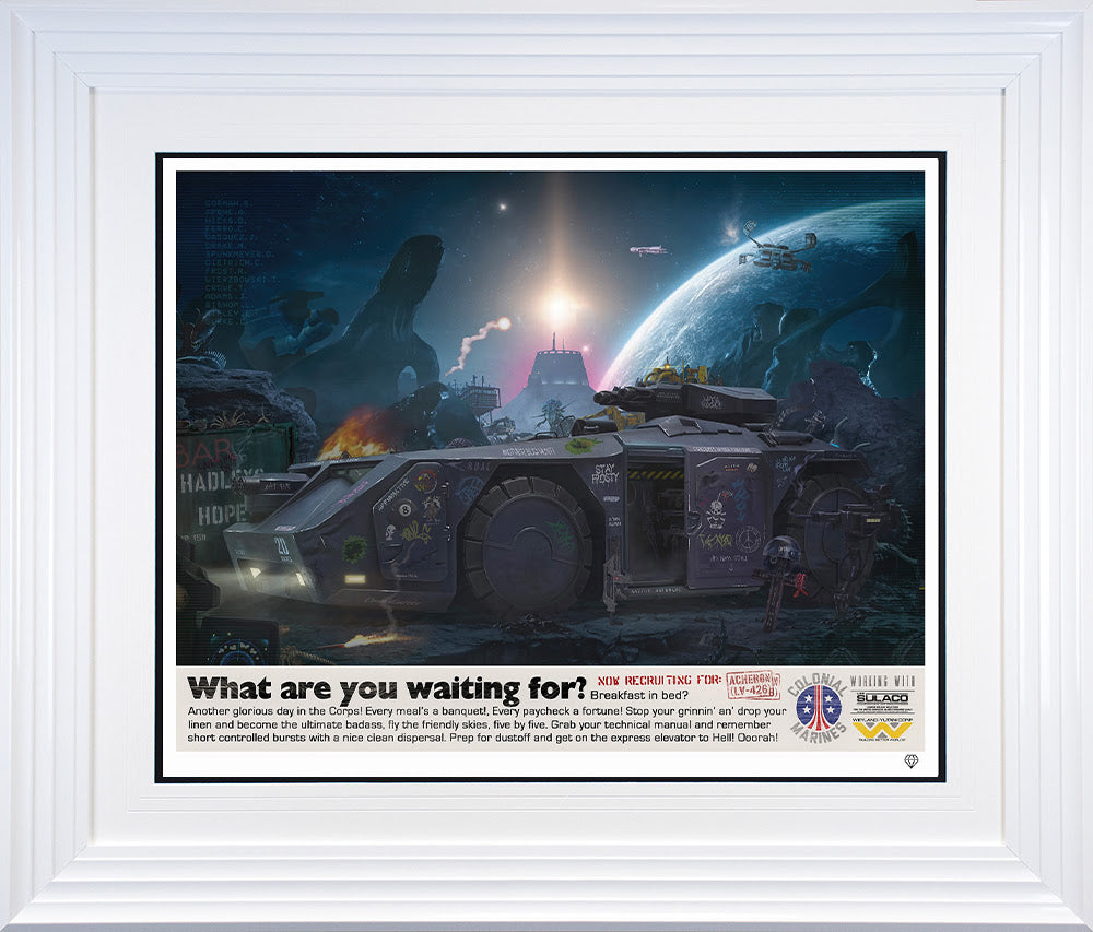 game over man print framed in white by artist jj adams