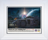 game over man print framed in white by artist jj adams