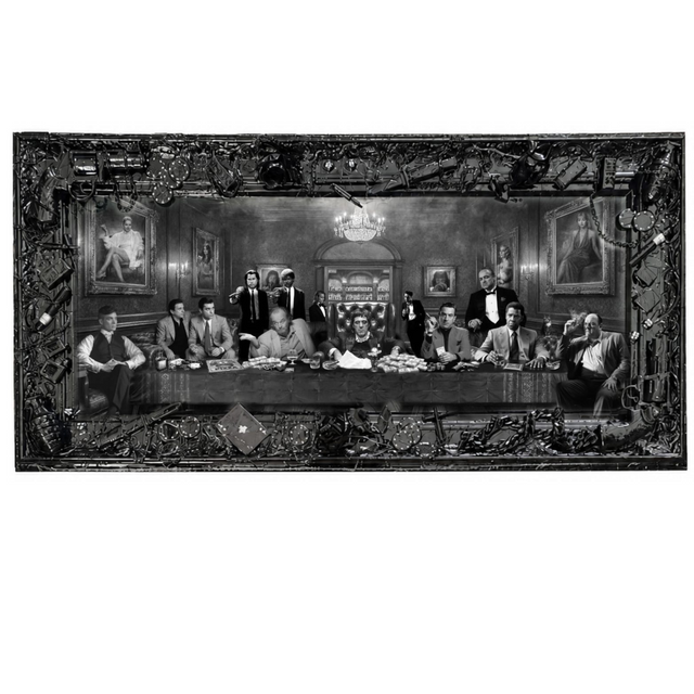 gangster party black edition framed embellished print by artistic duo ghost