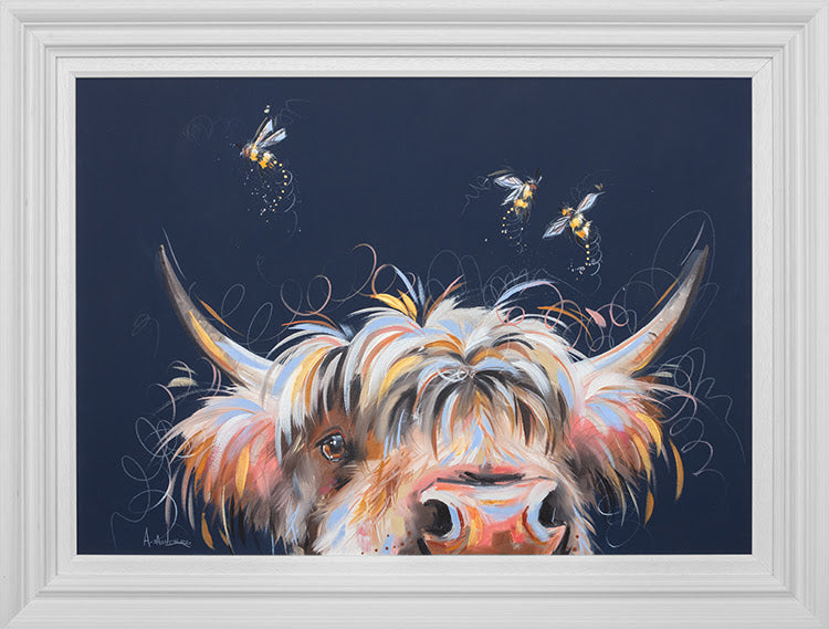 gazing and grazing framed acrylic oiginal by artist ashley saunders
