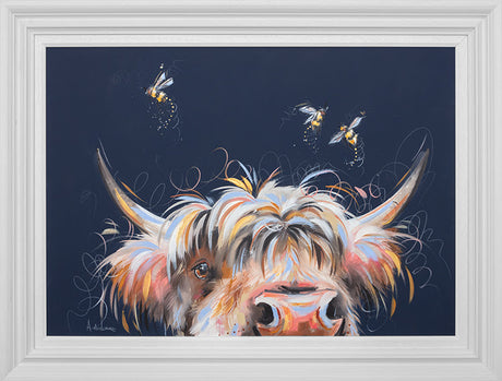 gazing and grazing framed acrylic oiginal by artist ashley saunders