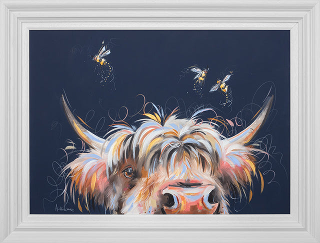 gazing and grazing framed acrylic oiginal by artist ashley saunders