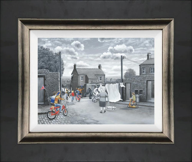 get peddlin canvas framed print by artist leigh lambert