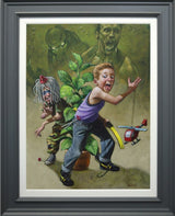 get to da choppa canvas print framed in grey by craig davison
