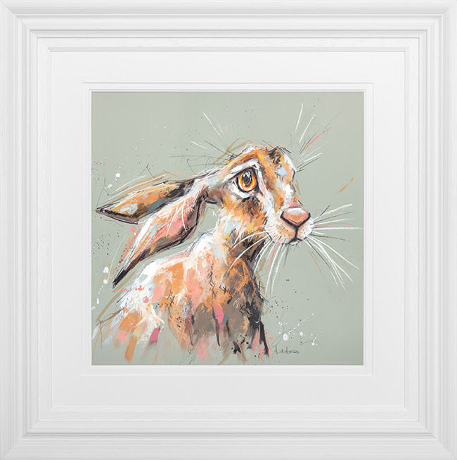 hetty hare framed pastel original by artist ashley saunders