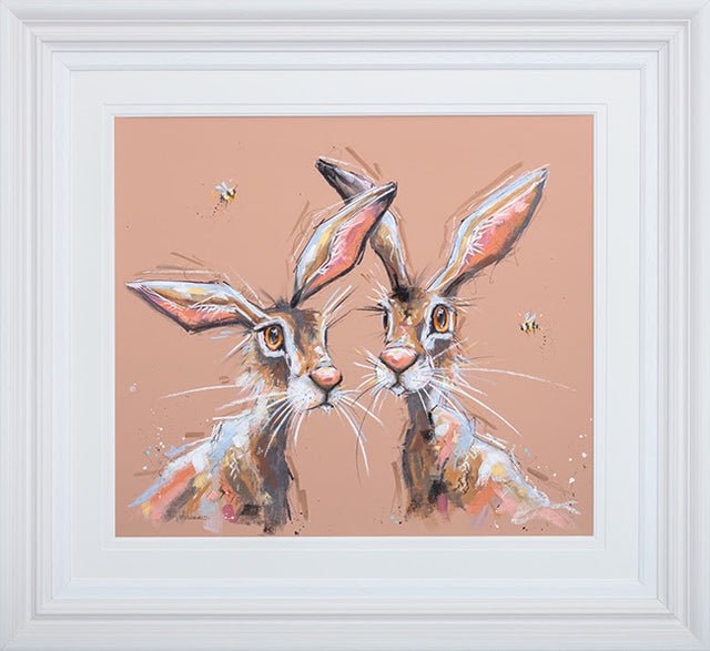 hippity hoppity framed pastel original by artist ashley saunders