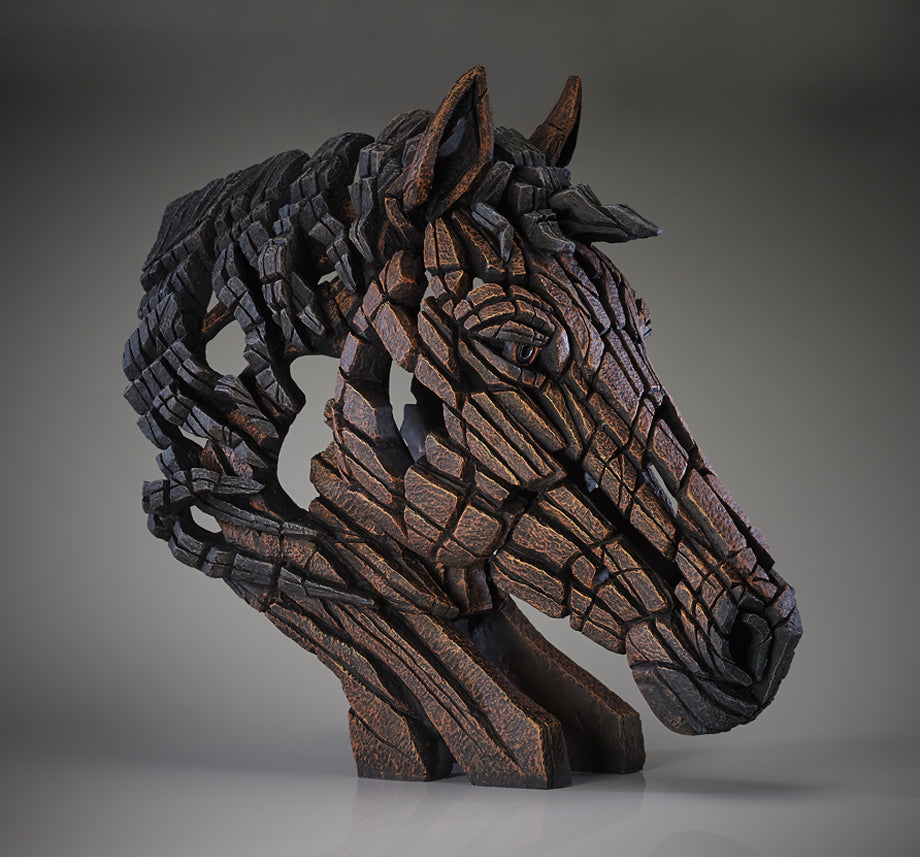 horse sculpture bust in bay colourings by edge sculpture