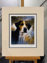 hound mounted print by artist john trickett