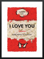 i love you framed print by artist hue folk