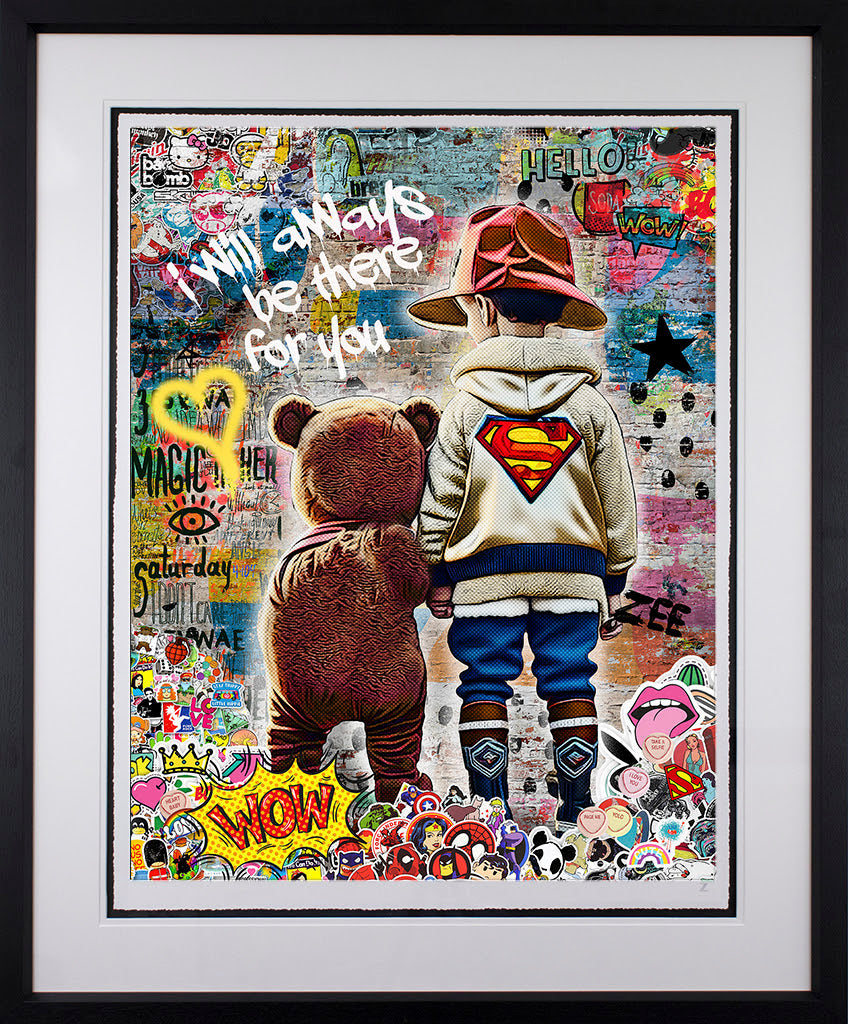 i will always be there for you black framed print by artist zee