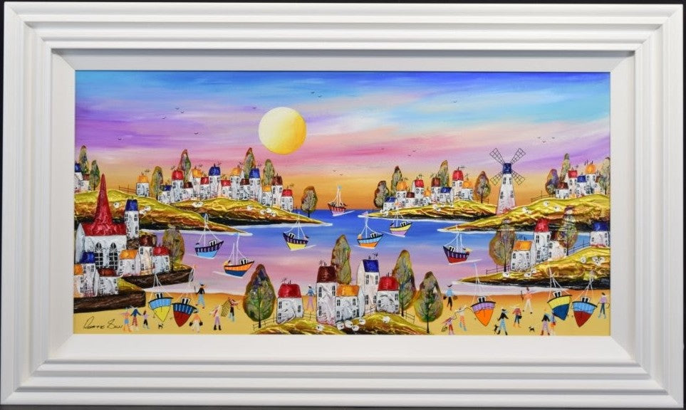sunset nights framed original by artist rozanne bell