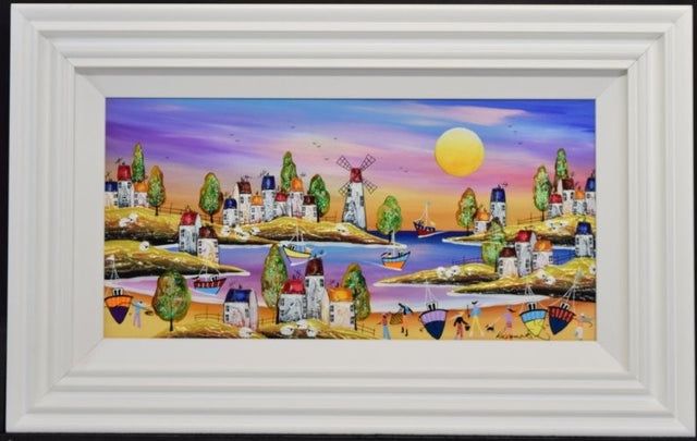 harbour light framed original by rozanne bell