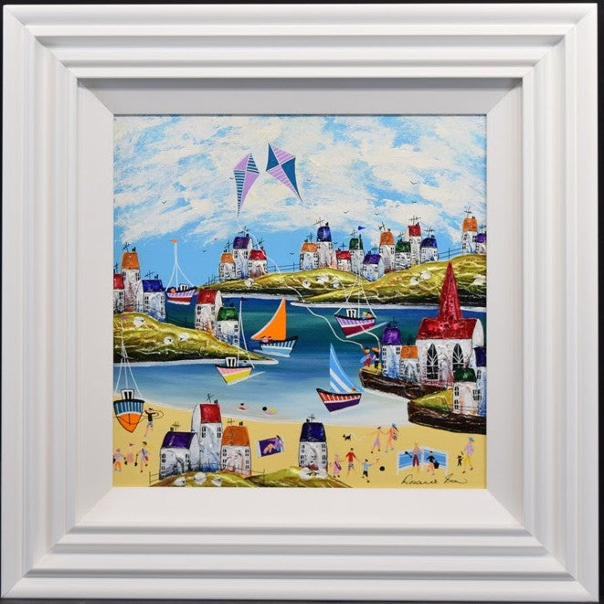 shoreline vibes framed original by artist rozanne bell