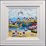 shoreline vibes framed original by artist rozanne bell