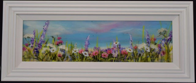 softly blooming framed original by artist rozanne bell