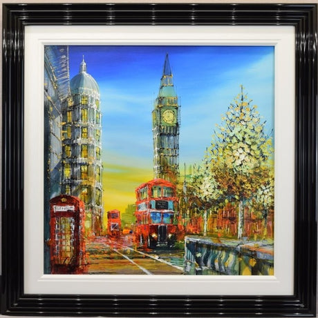 the city moves as time watches framed original by artist simon wright