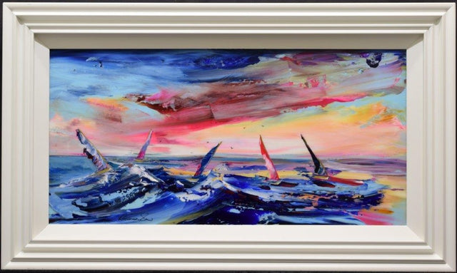 catching the breeze framed original by artist rozanne bell