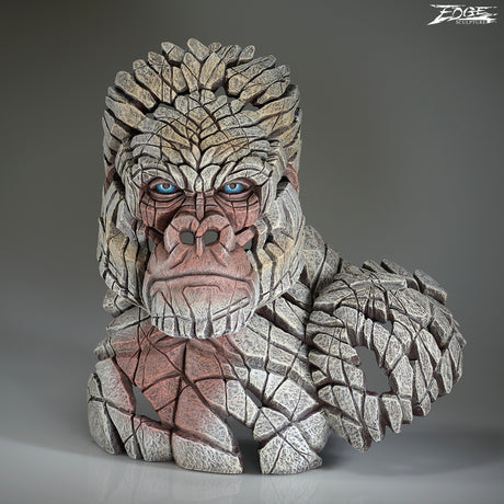 king of the mountain gorilla bust in white by artist edge sculpture