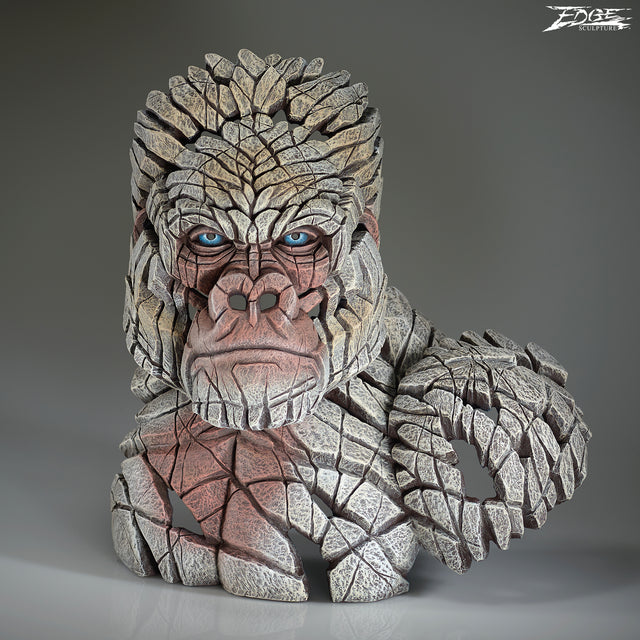 king of the mountain gorilla bust in white by artist edge sculpture
