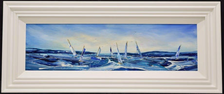 blue water days framed original by artist rozanne bell