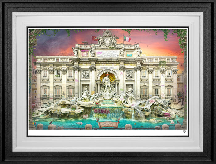 la fontana di trevi deluxe print framed by artist jj adams