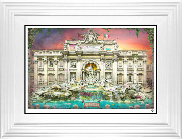 la fontana di trevi print framed in white by artist jj adams