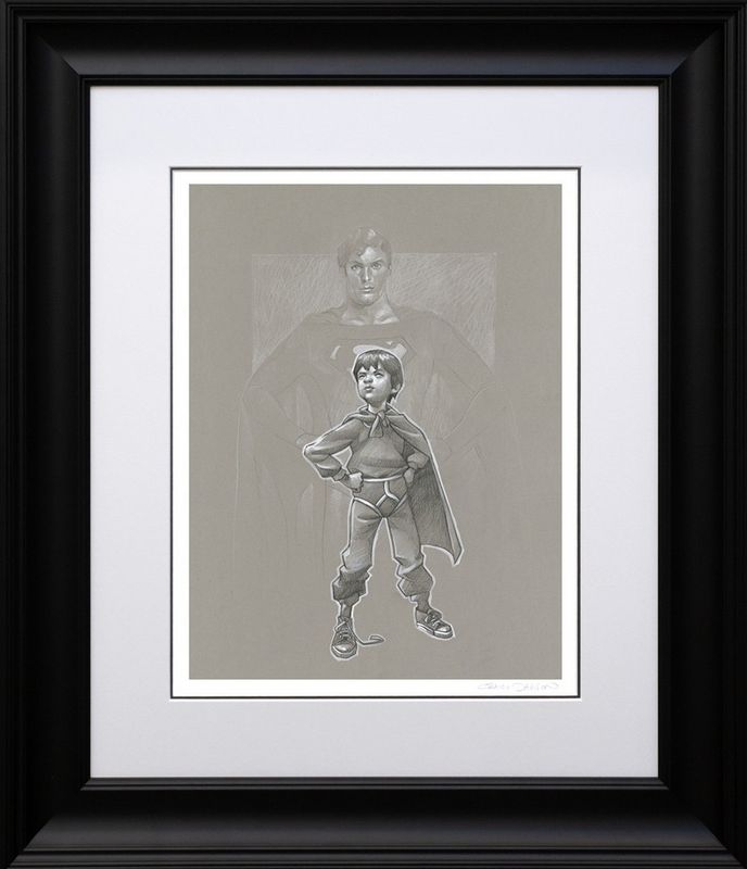 lad of steel sketch framed in black by artist craig davison