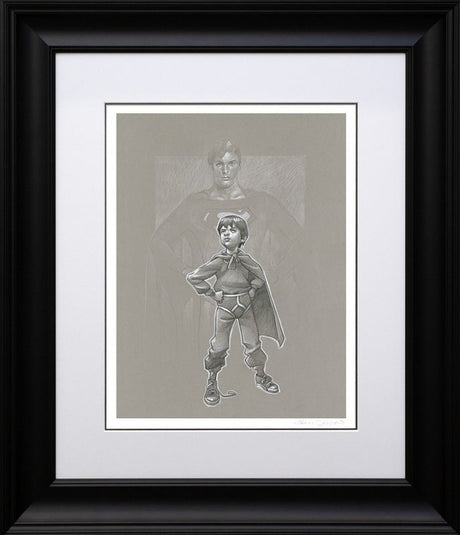 lad of steel sketch framed in black by artist craig davison