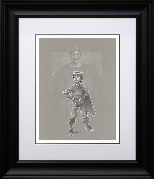 lad of steel sketch framed in black by artist craig davison