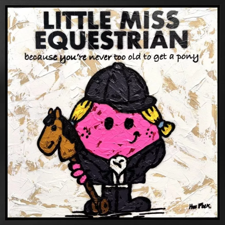 little miss euestrian the untold stories framed smaller size original by artist hue folk
