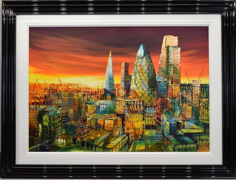 london glow framed original by artist simon wright