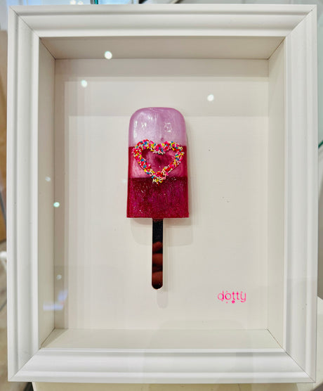 love lolly original resin lollipop framed by artist dotty