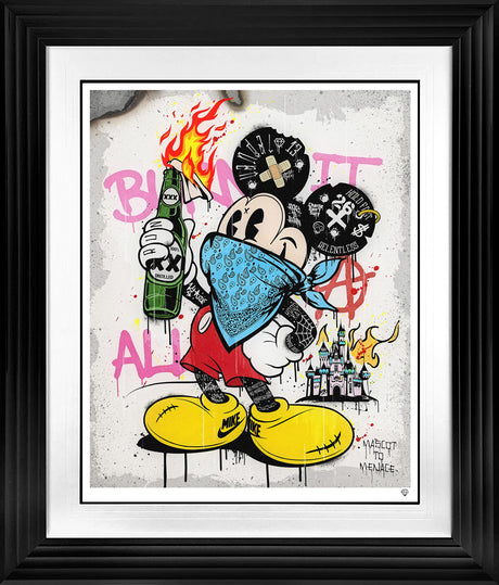 mascot ot menace blue print framed in black by artist jj adams