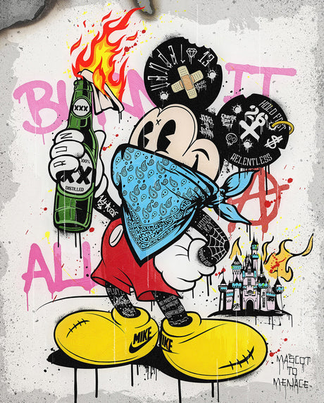 mascot to menace blue print mounted by artist jj adams