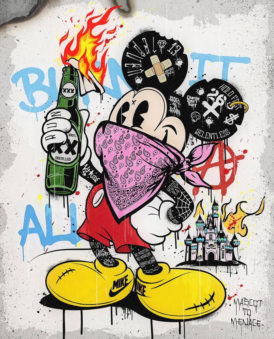 mascot to menace pink printmounted by artist jj adams