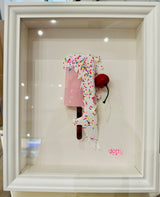 melting original resin lollipop framed by artist dotty