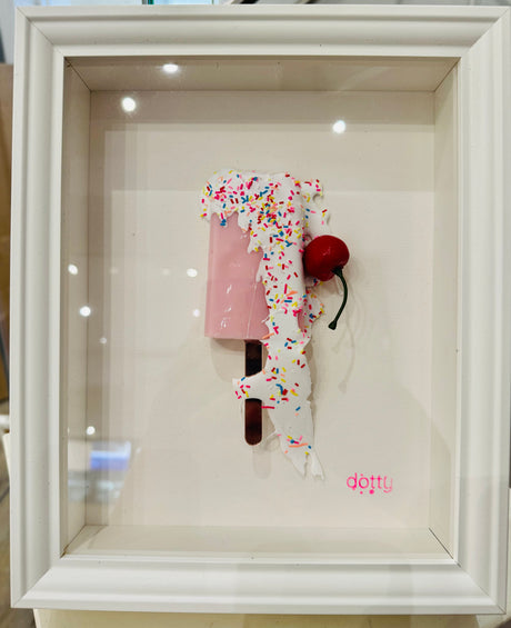 melting original resin lollipop framed by artist dotty
