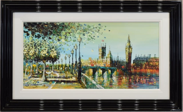 thames and time framed original by artist simon wright 