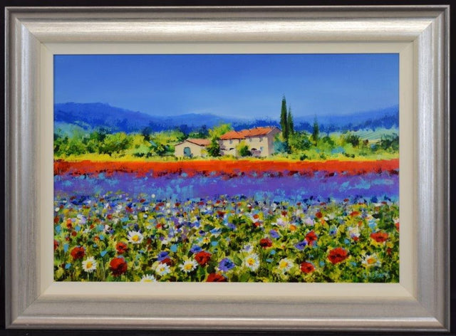 sunlit villa framed original by artist gary sams