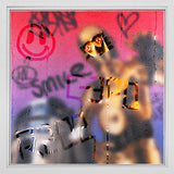 not the droids youre looking for print framed in white by artist tboy
