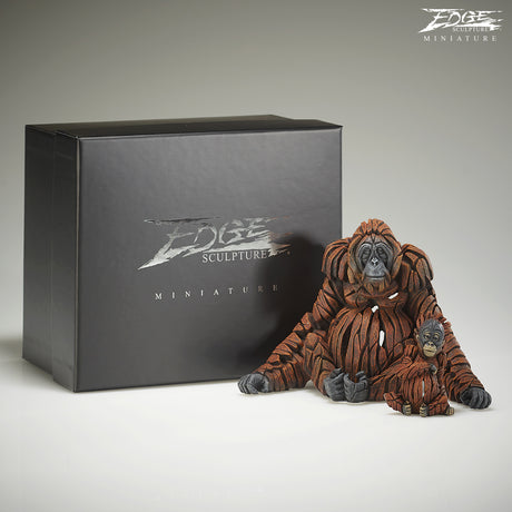 orangutan and baby miniature by artist edge sculpture