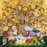our golden canopy hand embellished  print with 3d elements and resin by kerry darlington 