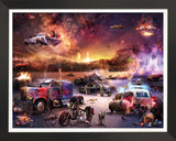 petrol heads pedal to the metail deluxe framed print by artist mark davies