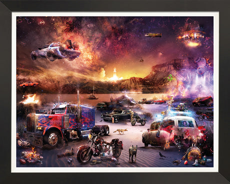 petrol heads pedal to the metail deluxe framed print by artist mark davies