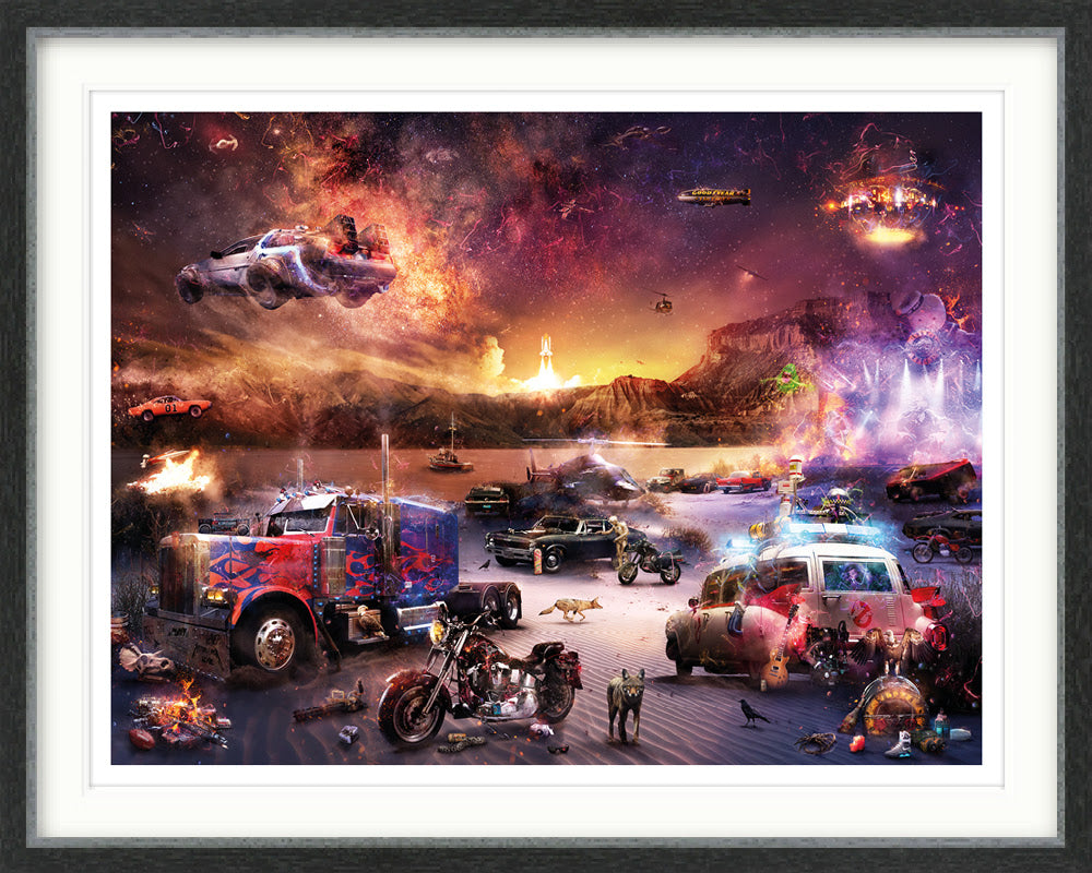 petrol heads pedal to the metal framed print by artist mark davies