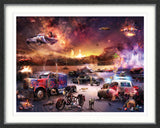 petrol heads pedal to the metal framed print by artist mark davies