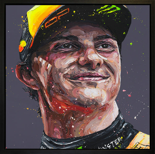 piastri portrait wall of champions hand embellished canvas framed print by artist paul oz