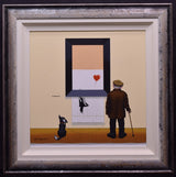 pranksy pink balloon framed print by artist chris chapman