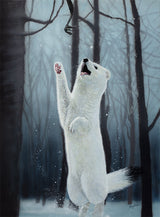 preying in the snow mounted print by artist angus gardner