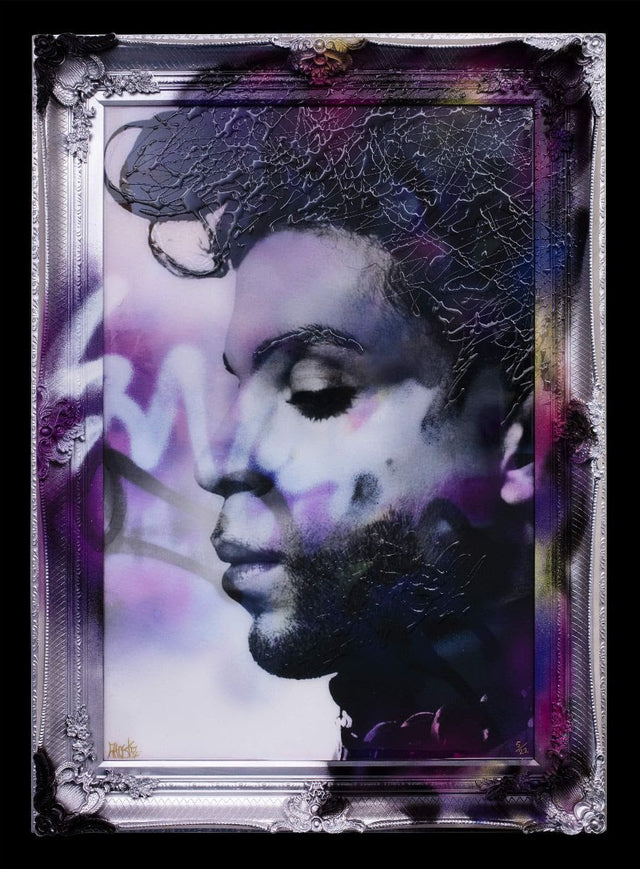 pruple rain framed print by artist ghost